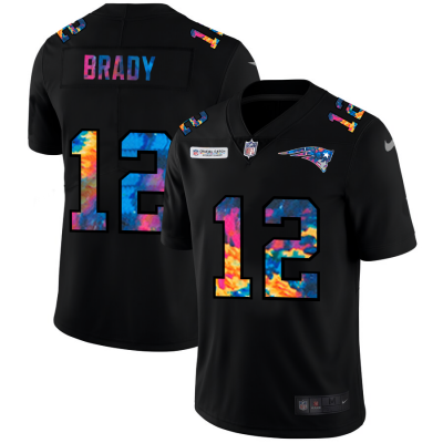 New England New England Patriots #12 Tom Brady Men's Nike Multi-Color Black 2020 NFL Crucial Catch Vapor Untouchable Limited Jersey Men's